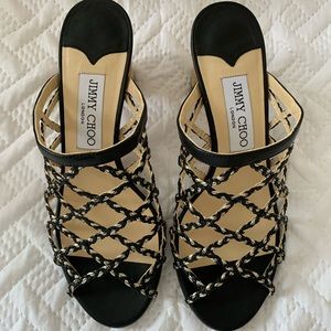 Jimmy Choo Dean 65 Black/gold Nappa/Metallic Braid